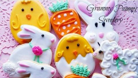 Picture shows decorated cookies.