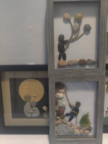 Picture of examples of pebble art