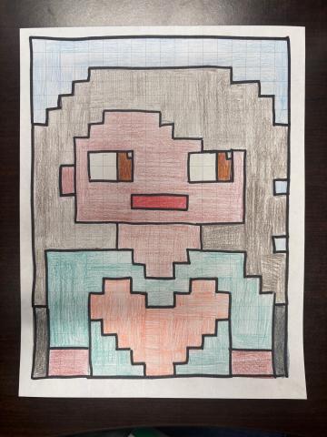 Ms. Alicia's drawn as a minecraft character