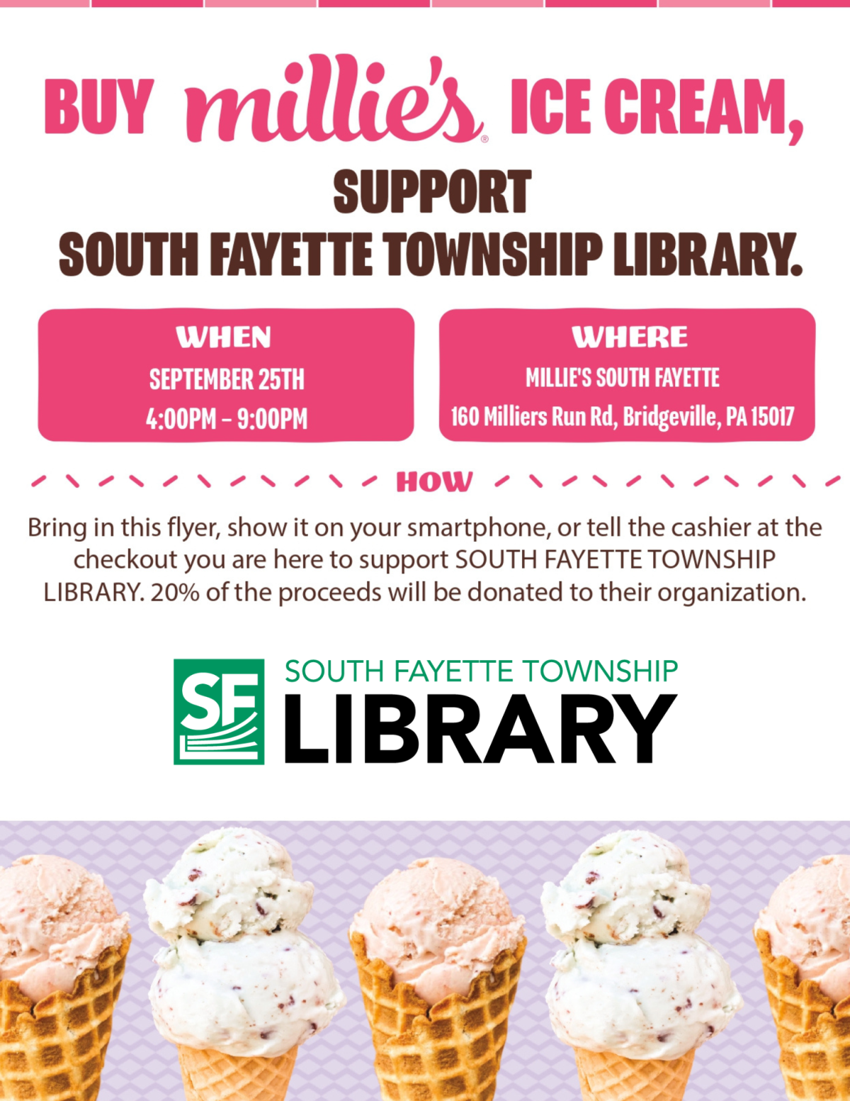 Millie's Dine to Donate Flyer